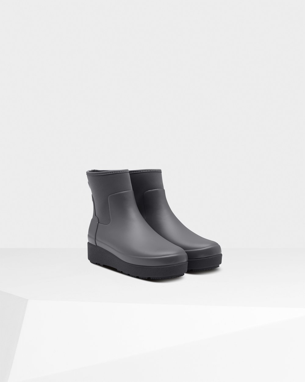 Womens Creeper Boots - Hunter Refined Slim Fit Neoprene Chelsea (26MTNSRAF) - Grey